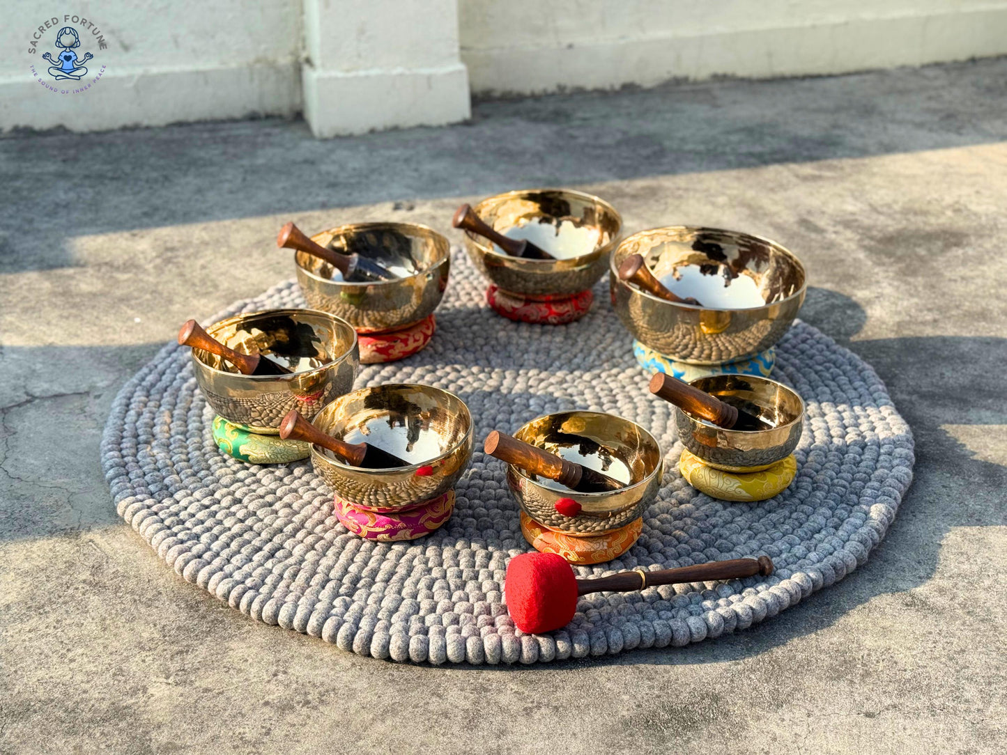 7-Piece Polished Singing Bowl Set – Handmade & Professionally Tuned | Chakra Sound Healing Bowls from Nepal