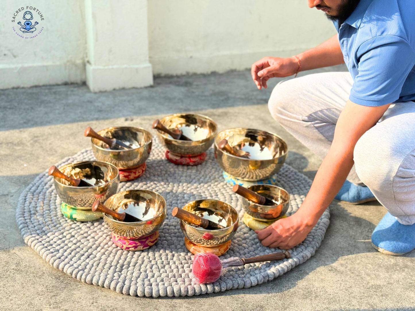 7-Piece Polished Singing Bowl Set – Handmade & Professionally Tuned | Chakra Sound Healing Bowls from Nepal