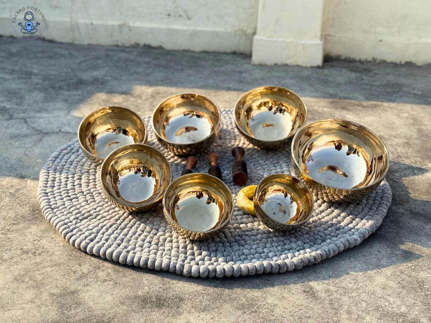 7-Piece Polished Singing Bowl Set – Handmade & Professionally Tuned | Chakra Sound Healing Bowls from Nepal