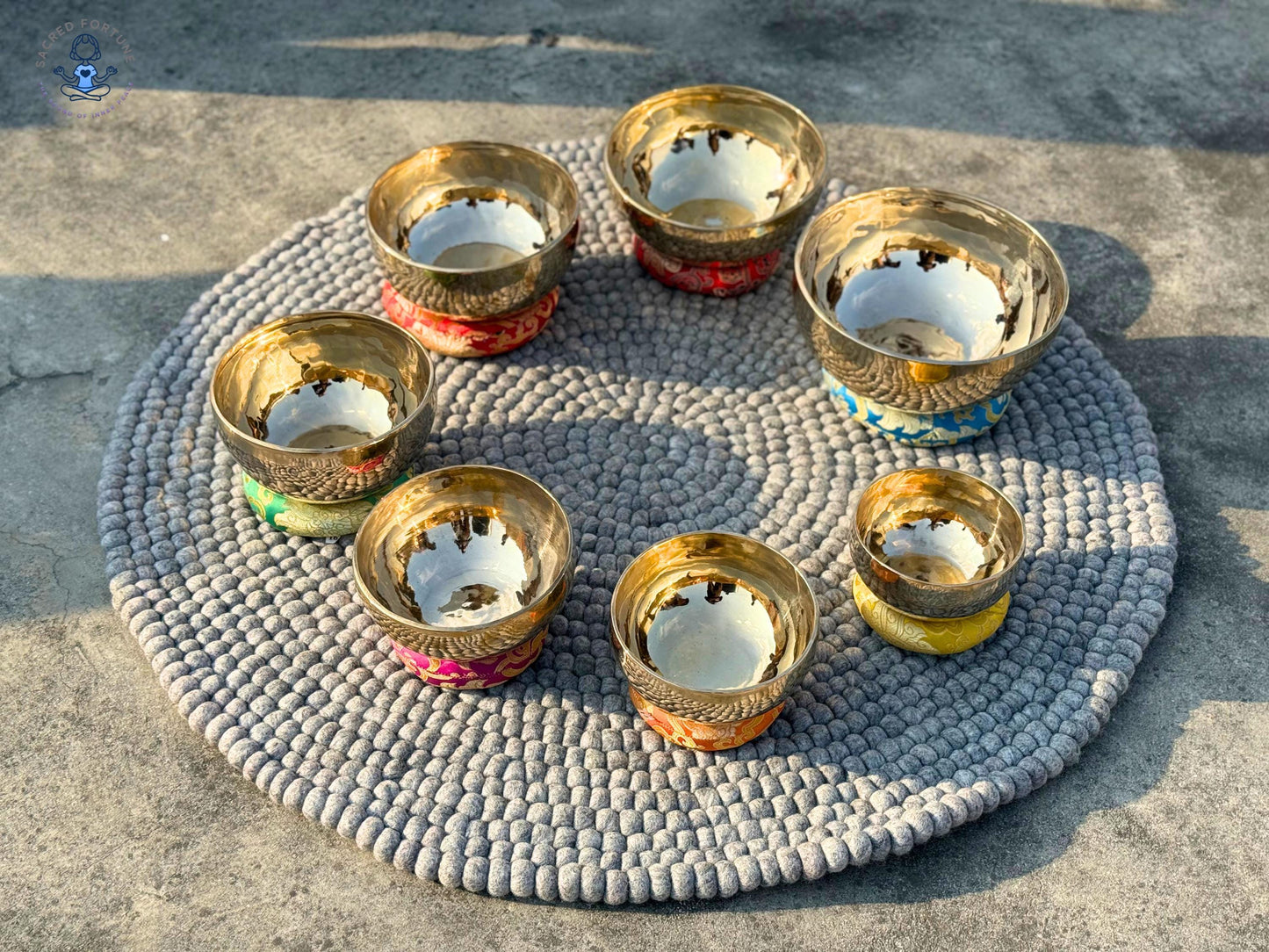 7-Piece Polished Singing Bowl Set – Handmade & Professionally Tuned | Chakra Sound Healing Bowls from Nepal