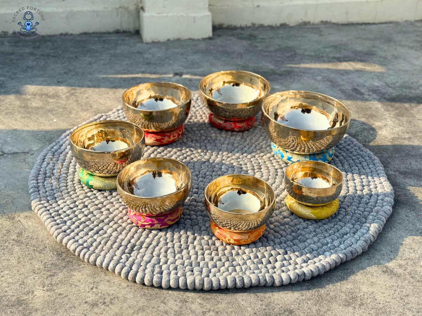 7-Piece Polished Singing Bowl Set – Handmade & Professionally Tuned | Chakra Sound Healing Bowls from Nepal