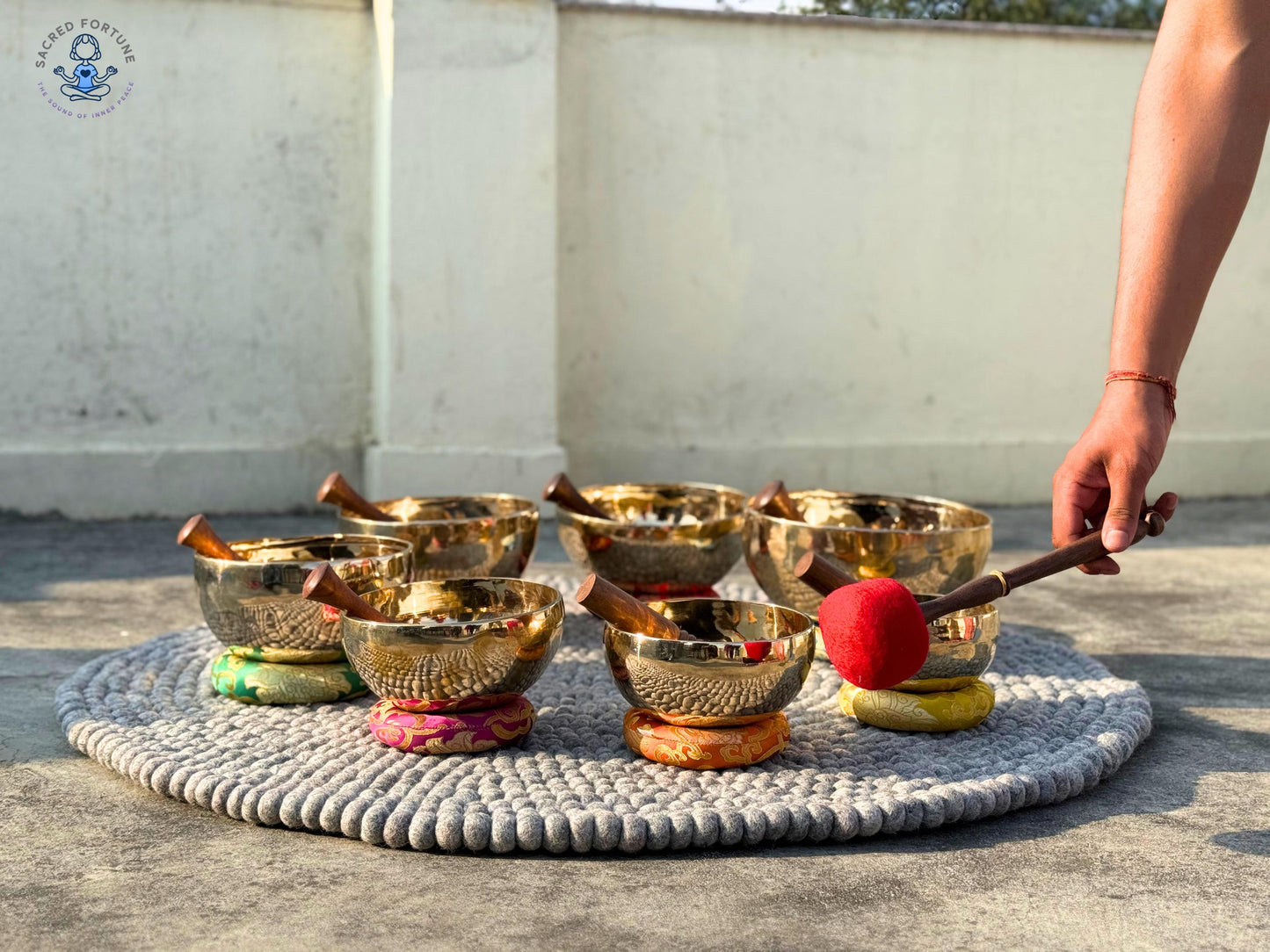 7-Piece Polished Singing Bowl Set – Handmade & Professionally Tuned | Chakra Sound Healing Bowls from Nepal